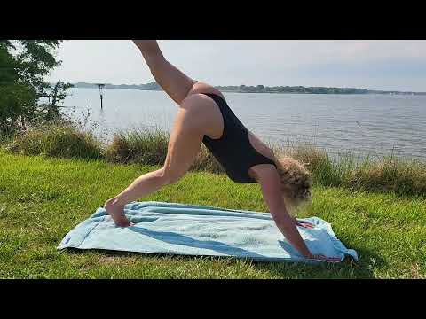 10 min Morning Yoga for Energy 🔥 FIRE ELEMENT at the Beach | Reba Fitness