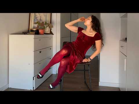 [4k] Melissa prueba las medias burgundi by Mora