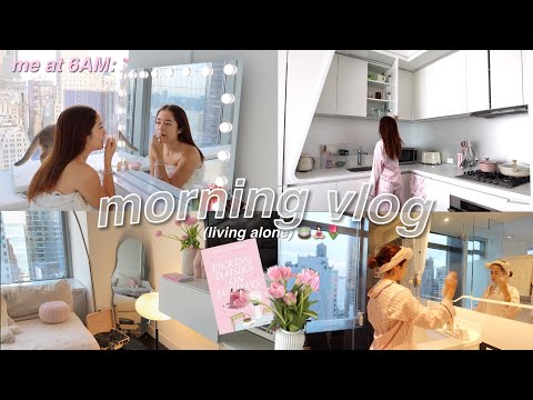 6AM slow morning routine | Living alone in NYC vlog 𝜗𝜚˚⋆｡