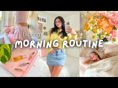 8am spring morning routine|🌷☀️🍓 skincare, journaling & healthy habits