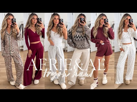 Aerie & AE Try On Haul | Holiday Pjs and Loungewear