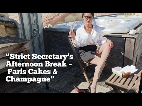 Afternoon Elegance – Secretary Style with Grey Tights & Champagne🍾🥂👠