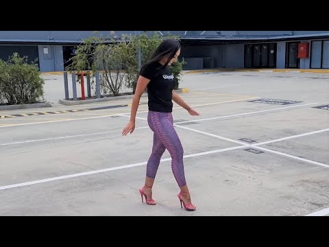 Ashley Tries Out Pleaser 6 Inch Hot Pink Strappy Single Sole High Heel Shoes with Test Walking