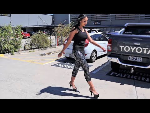 Ashley Tries Out Pleaser ADORE-701 Black Clear 7 Inch High Heel Mule Slide on Shoes with Walking