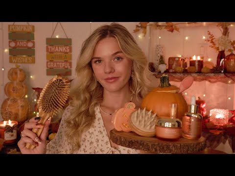 ASMR 1h Pumpkin Spice Spa Treatment 🎃🫧 (exfoliating cleanser, enzyme mask, scalp massage, etc)