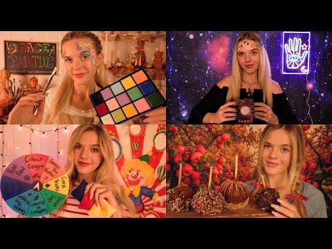 ASMR 2h+ Fall Fair Roleplay 🎡🎃 Face Painting, Carnival Games, Psychic Reading, Candy Apples 🎠🍿