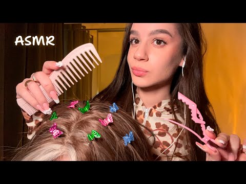 ASMR ✨ SCALP EXAM ✨ Lice check, bug searching, head massage, hair brushing & tingles (no talking)💕