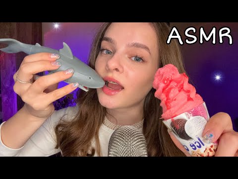 ASMR Fake Food & Mouth Sounds 🦈🍦🍫🥕