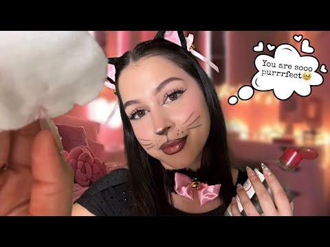 ASMR Girl OBSESSED with you helps u unwind before bed💕🧸 (skincare and head scratches)