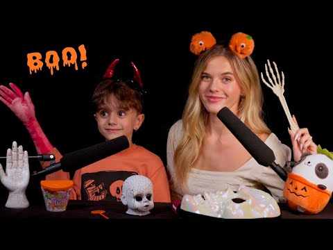 ASMR Halloween Special Ft. My Little Brother 👻🎃 (spooky triggers + giving him the shivers) 🔮