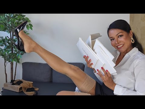 Back on live 💫Rocking a classic white shirt + black mini skirt combo while I review new stockings .