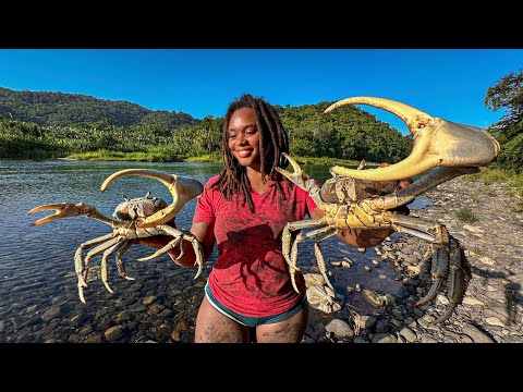 Barehanded Crab Catch, Exploring Waterfall & Outdoor Cooking