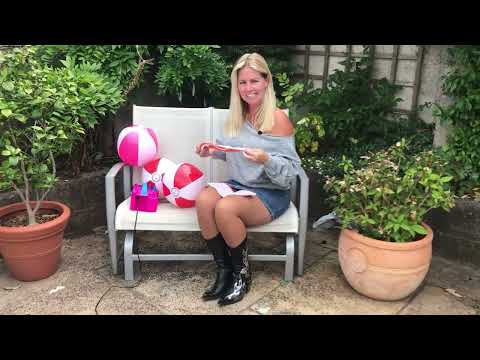 Beach Ball Disaster in tan pantyhose, denim skirt and cowboy boots