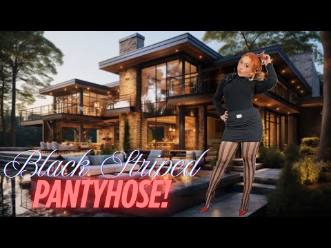 Black Pantyhose with Stripes & Red High Heels!