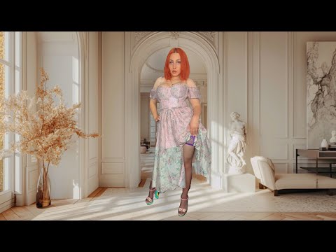 Black Sheer 🤩 Stockings & Beautiful Summer Dress 🌷