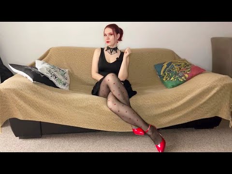 Black Sheer Tights with Hearts Try On – Styled with MANY Heels 🖤 👠