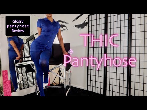 Blue Tights  Glossy Pantyhose Fiore Try on and Review
