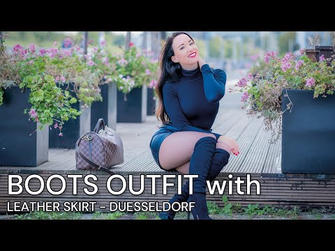 BOOTS OUTFIT with LEATHER SKIRT as FALL FASHION STYLE in Düsseldorf