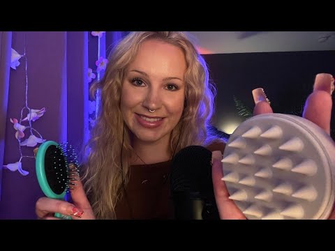 Brushing your hair & massaging your head 💆🏼‍♀️ (layered, mouth sounds)  | Personal Attention ASMR