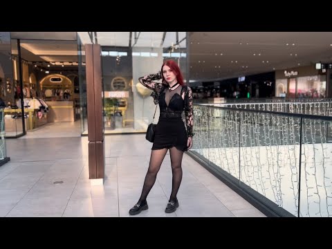 Casually Walking in the Mall ~ Black Sheer Pantyhose