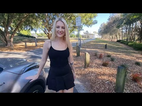 Catie Tries Fabulicious POISE-501FUR 5 Inch Slide On Mule High Heel Shoes With Tan Stockings