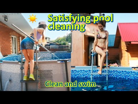 Cleaning My Pool In A Bikini | Satisfying pool cleaning