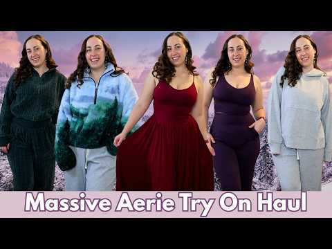 Cozy Aerie Lounge & Activewear Try-On Haul | Best Christmas Gift Sets! (Midsize/Petite)