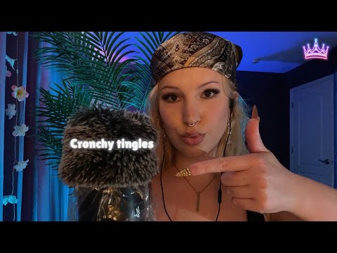 Crunchy fluffy mic sounds while touching your face | Tingle Master ASMR