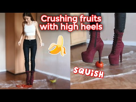Crushing banana with High Heels | NO MUSIC