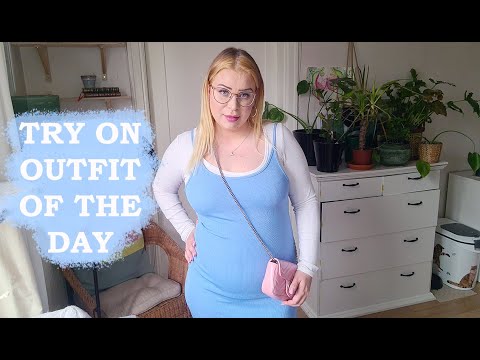CURVY TRY ON | OUTFIT OF THE DAY | Blue dress | University outfit | Casual | OOTD | Size M-L 10-12 |