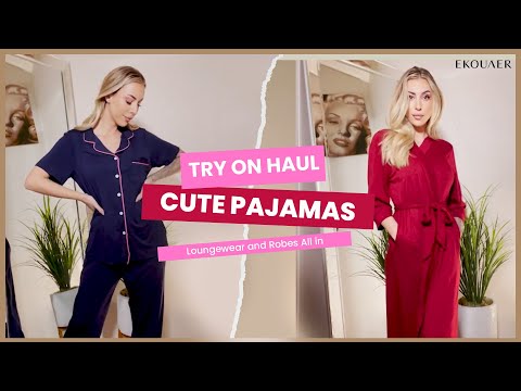 Cute pajamas, Loungewear and Robes Try on | Ekouaer ft. Hannah Jensen