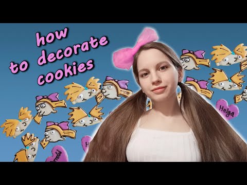 Decorating cookies with icing time lapse «Hey Arnold!»