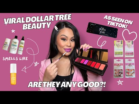 DOLLAR TREE BEAUTY HAUL! Trying viral makeup + REVIEW | Sol De Janeiro 62 dupe 👀💖 + name brand finds