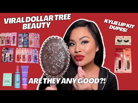 DOLLAR TREE BEAUTY HAUL | viral makeup + REVIEW | Kylie lip Kit + Bubble dupe! Ioni Cosmetics