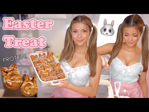 ⋆ ˚｡⋆୨୧˚ VEGAN EASTER TREAT WITH PROTEIN ˚୨୧⋆｡˚ ⋆ Binky Bunny Cinnamon Rolls 🐰 Holly's Cuisine