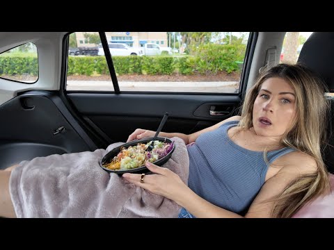 eating taco bell on a camping cot in the back of my car with a great view of chase bank