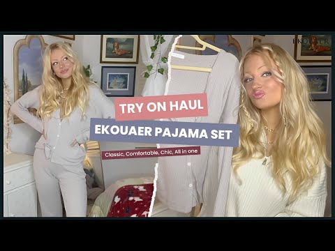 Ekouaer Winter Loungewear & Pajamas Try on Haul | Ekouaer ft. Caylie Barker