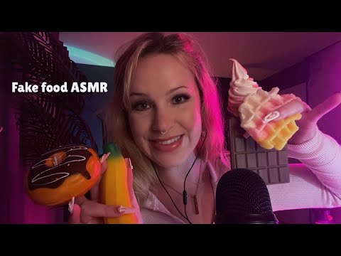 Fake food ASMR & mouth sounds: 🍩🍌🍓🧇🍦🌽🍫