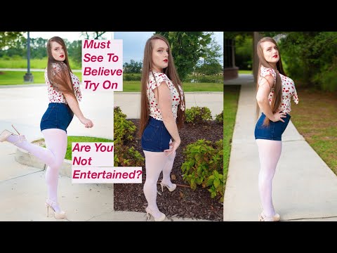 Frola Oil Shine White Pantyhose Review & Wild Fable High Rise Denim Shorts Review