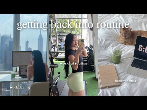 get back into routine with me 🌱 6am morning routine, work day in my life, and workout with me!