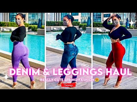 GREAT FIT LEGGINGS TRY ON HAUL 😍 | DENIM JEANS & LEGGINGS HAUL WITH FLAMINGO