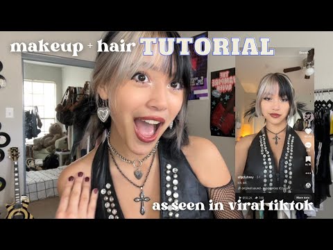 HOW TO LOOK LIKE *ROCKSTAR GF*!! Blue winged eyeliner, messy low buns, & SPICY outfit!! 🎸☆