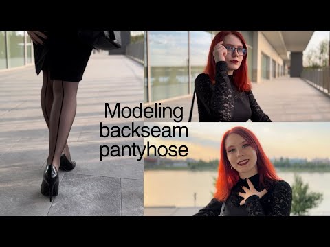 Ichigo Ema modeling black backseam pantyhose