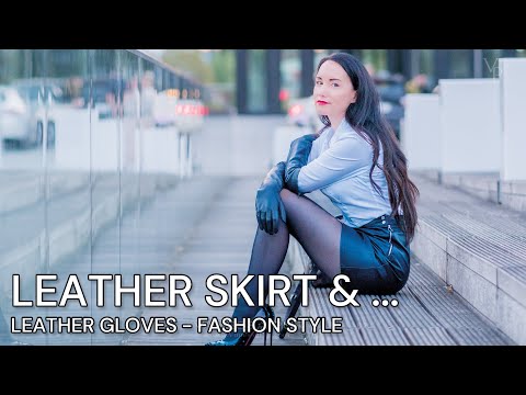 LEATHER SKIRT with LEATHER GLOVES and Louboutin high heels