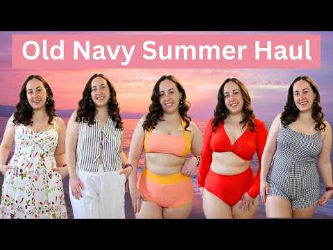 Massive Old Navy Summer Haul | Midsize Swimsuits, Dresses, Linen, and More!