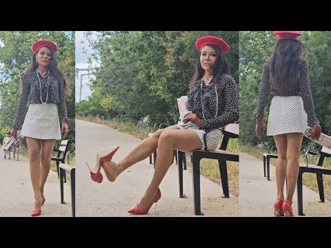 mixing polka dot print summer stockings (cervin) and d'orsay highheels shoes