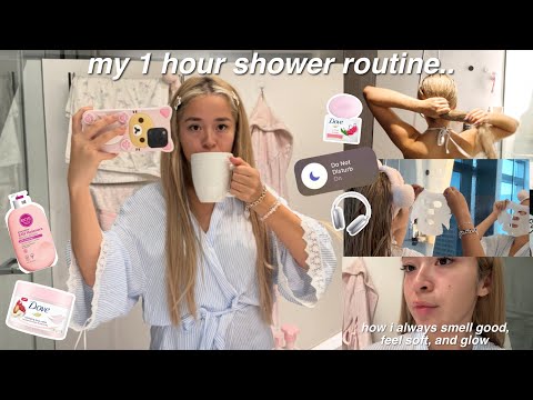 my 1 hour shower routine: feminine hygiene tips, what i do to smell good, glow, + feel soft.