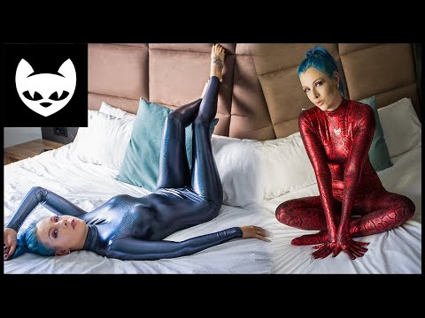 New HiroGato Catsuit Zentai Fabrics in my Hotel Room (Snakeskin & Sparkle Metallic)