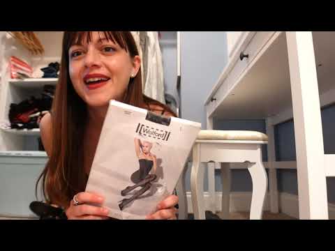 Pantyhose Try on Nylon Stockings and little black dress