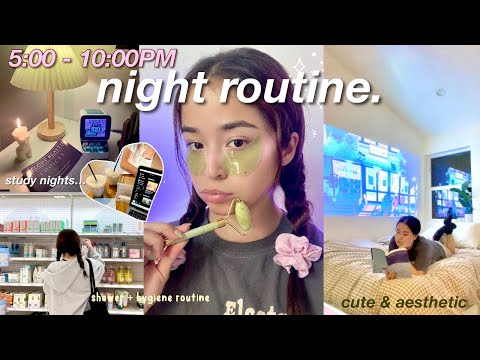 PRODUCTIVE NIGHT ROUTINE ☾*:・ study vlog, self care, living alone, cozy & realistic! 🧖🏻♀️